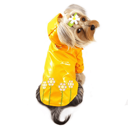 Polka Dots & Daisies Embroidered Hooded Raincoat with Cotton Lining-0