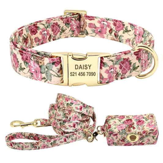 Personalized Printed Dog Collar & Leash Set