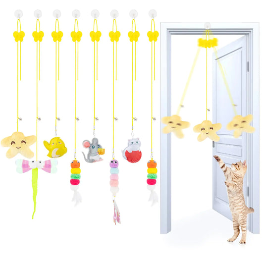 8-PC Interactive Feather Hanging Cat Toy