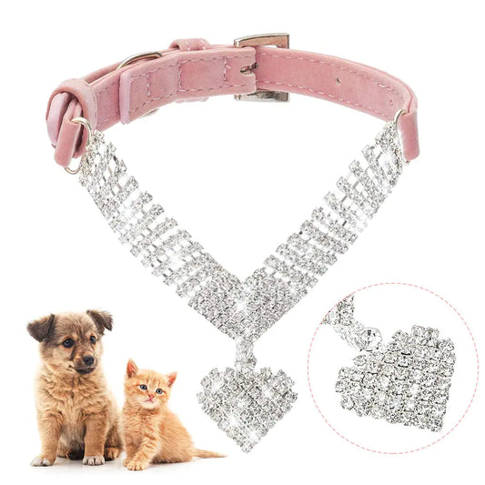 Maison Pawsh Bijou Collar™ – Rhinestone Heart Pet Necklace